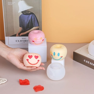 Molde de silicona de manzana sonriente para portavelas DIY y decoraciones de yeso
