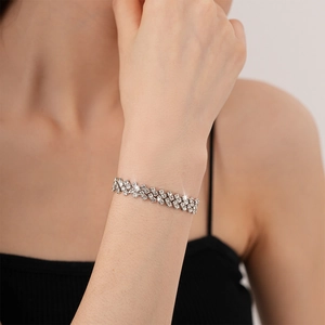 Elegance on wrist with multi-row silver-tone sparkling zircon gemstone bracelet