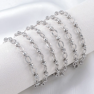 Silver stainless steel oval bead chain for DIY necklaces and high-quality accessories