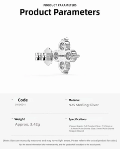 Detailed technical specifications of S925 sterling silver clover earrings with 5A cubic zirconia