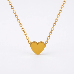 Heart Pendant Necklace Titanium Steel 18K Gold Plated Minimalist Korean Style Clavicle Chain Jewelry For Women Girls