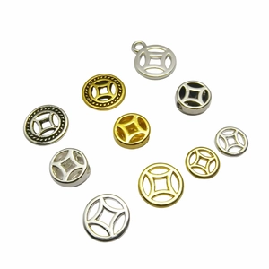 Alloy Ancient Coin Beads Spacer Pendants For DIY Jewelry Making Vintage Hollow Chinese Style Gold Silver