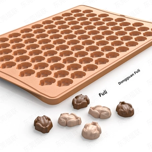Detailed macro view of 100-cavity silicone turkey mold for chocolate and baking