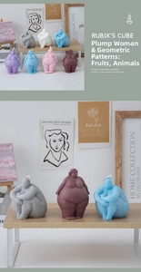 Artistic curvy female body candle in Morandi tones for modern minimalist home decor