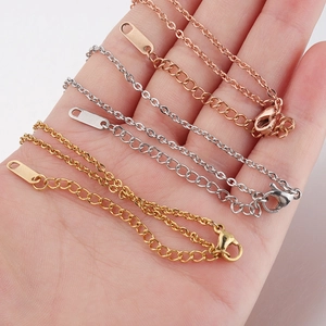 Set of 2mm stainless steel bracelet chains in gold, silver, and rose gold finishes