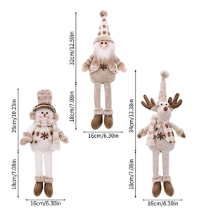 Lot de peluches de Noël scandinaves avec bonhomme de neige et renne, incluant les dimensions