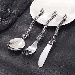 Snake Handle Spoon Fork Knife Stainless Steel Gothic Vintage Creative Dinnerware Novelty Tableware