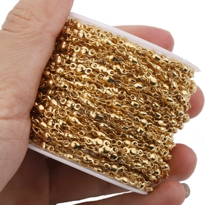 18k gold-plated stainless steel ball chain on a spool for DIY jewelry making and crafts