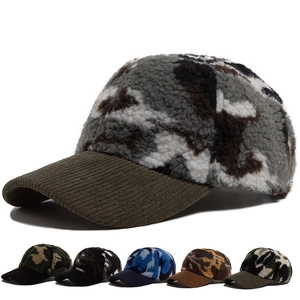Cappello Da Baseball Mimetico In Pile Sherpa E Velluto A Coste Caldo Inverno All'aperto Regolabile Casual Unisex