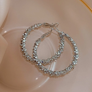 Geometric Hoop Earrings With 925 Sterling Silver Earring Post Alloy Textured Grain Minimalist Fashion Jewelry For Women