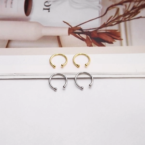 Minimalist gold and silver S925 sterling silver ear cuffs set with round bead ends