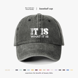 Washed Cotton Baseball Cap Vintage It Is What It Is Print Adjustable Sun Hat For Men And Women Casual Streetwear