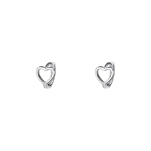 Minimalist S925 sterling silver hollow heart hoop earrings with a polished finish