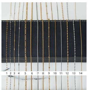 Detailed selection of various gold and silver titanium steel chain styles for necklaces