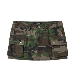 A-Linie Camouflage Cargo-Minirock in Wüstentönen mit großen Taschen und Gürtelschlaufen
