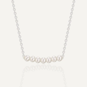 925 Sterling Silver Artificial Pearl Necklace Minimalist White Artificial Pearls Row Elegant Delicate Clavicle Chain Jewelry For Women