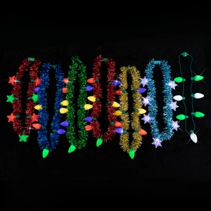 LED Glowing Christmas Necklace Large Colorful Plastic Bulb Tinsel Garland Festive Party Accessories For Kids Unisex