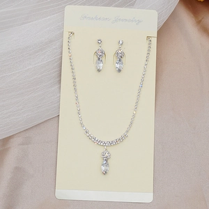 Sparkling silver crystal necklace and earrings jewelry set for bridal and wedding parties