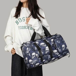 Sac fourre-tout à imprimé crâne et fleurs, grand sac de voyage avec bandoulière