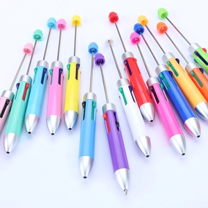 Creative multi-color beaded ballpoint pens with retractable sliders and colorful mini beads