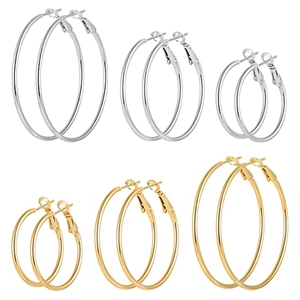 Large Round Hoop Earrings Simple Stainless Steel Minimalist Geometric Fashion Circle Jewelry For Women