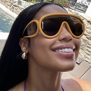 Oversized Monolithic Sunglasses PC Frame UV400 Futuristic Punk Shield Eyewear Wrap Around For Women Men