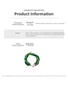 Detailed view of layered green seed bead necklace with crystal accents and 19.5cm length