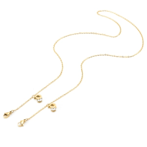 Gold plated stainless steel face mask chain with lobster clasps and D-letter charms