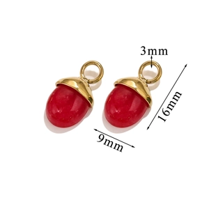 Vintage red stone acorn pendants in stainless steel with 16mm x 9mm size dimensions