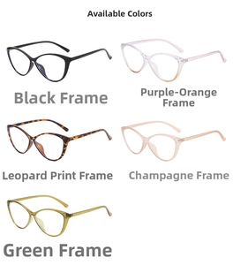 Detailed close-up showing five color variants of trendy cat-eye sunglasses frames