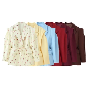 Blazers cintrés pour femmes en six couleurs avec motifs floraux et tons unis