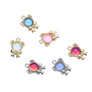 Colorful bear charms with bowknot design for DIY jewelry and necklace making