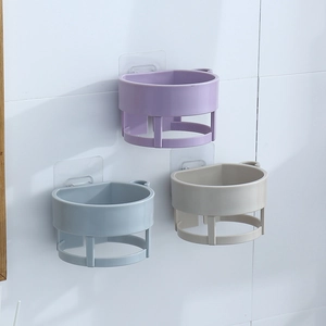 Wall-mounted hairdryer holder in three Morandi colors with adhesive hooks for bathroom