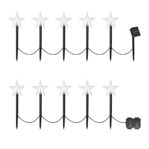 Solar powered star shape outdoor garden stake lights with LED snow and bell designs