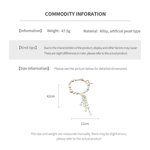 Detailed technical specifications and dimensions for the pearl flower tassel necklace