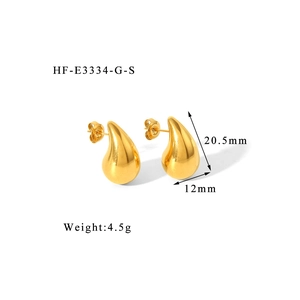 Détail des boucles d'oreilles goutte d'or creuses avec dimensions et fini poli