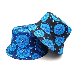 Evil Eye Mandala Print Bucket Hat For Women Men Bohemian Vintage Sun Protection Polyester Outdoor Leisure Retro Hat