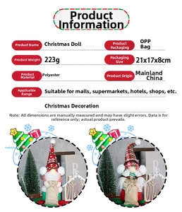 Detaillierte Spezifikationen des nordischen Weihnachtsgnoms mit Abmessungen und Gewichtsangaben