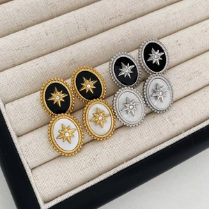 Vintage-Ohrstecker-Set mit Perlmutt-Sternschliff in Gold und Silber-Finish