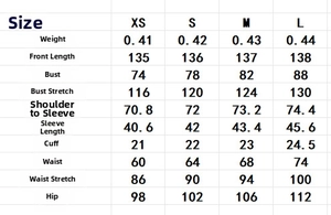 Detailed size chart for floral chiffon maxi dress with length and bust measurements