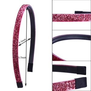 Pink glitter non-slip headband for girls showing overall size and detailed craftsmanship