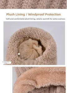 Détail de la doublure en peluche douce d'un bonnet en tricot pour une isolation thermique