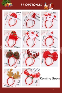 Size chart showing width and height dimensions for 11 different Christmas headband styles