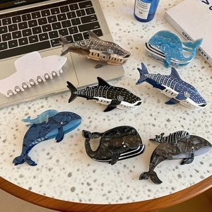 Acetate Whale Shark Hair Claw Clip Ocean Animal Design Rhinestone Eye Marble Texture Hair Accessories For Women
