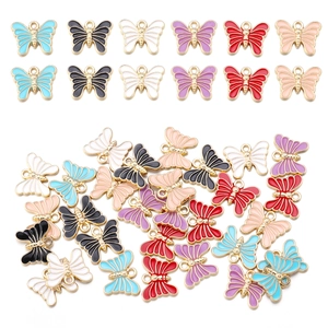 Colorful enamel butterfly alloy charms for DIY necklaces and bracelets in various colors