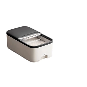 Minimalist Mr. Rice airtight storage container for grains with transparent sliding lid
