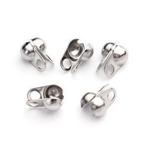 Polished stainless steel ball chain connectors and end caps for DIY jewelry making