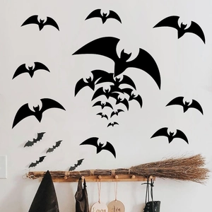 Halloween Bat Wall Stickers Black PVC Self Adhesive Scary Flying Silhouette Decals For Holiday Party Decor