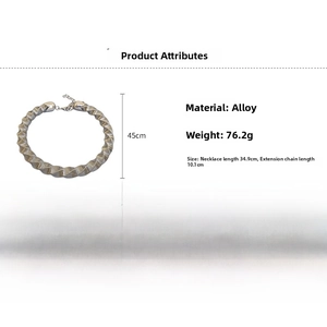 Macro detail of chunky silver collar necklace with textured twist and extension chain