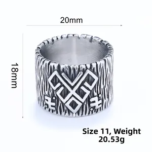 Macro detail of vintage silver steel ring with bark texture and geometric engravings